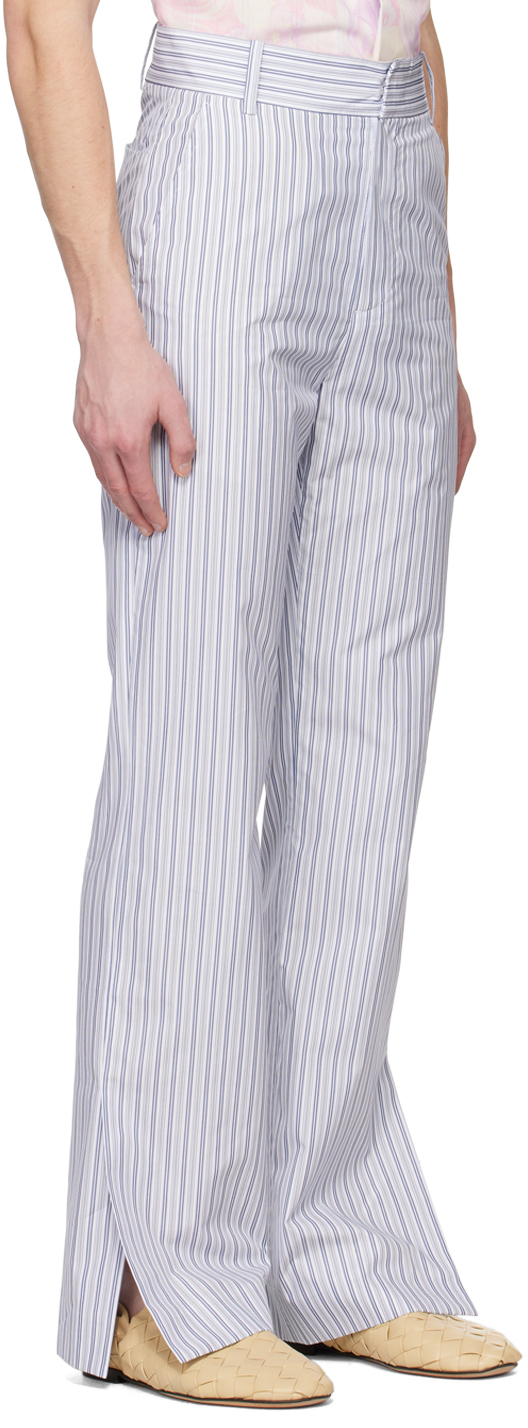 young n sang Blue & White Stripe Trousers