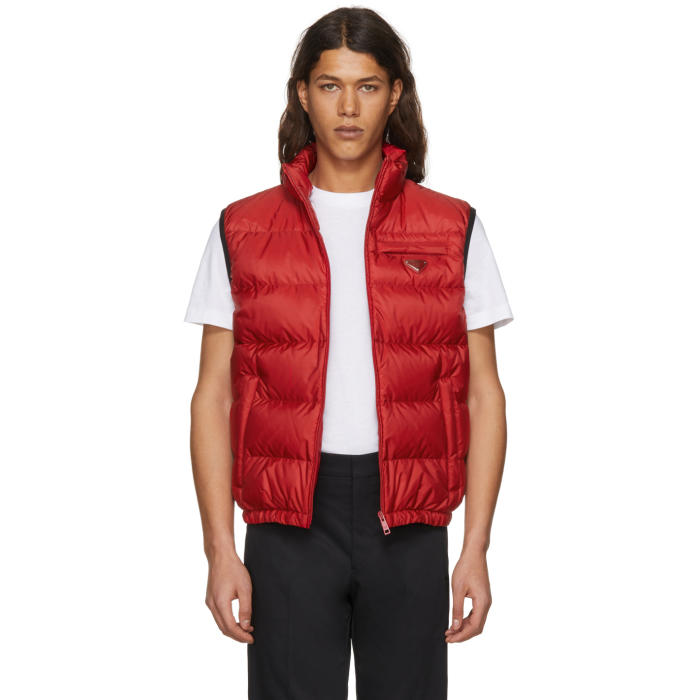 prada red puffer jacket