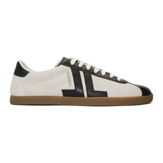 Lanvin Off-White and Black Dual Material JL Sneakers Lanvin