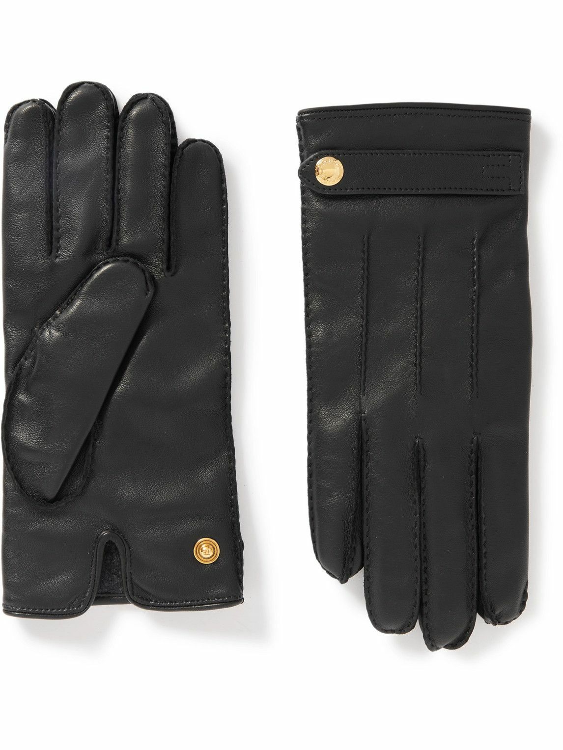 TOM FORD CashmereLined FullGrain Leather Gloves Black TOM FORD
