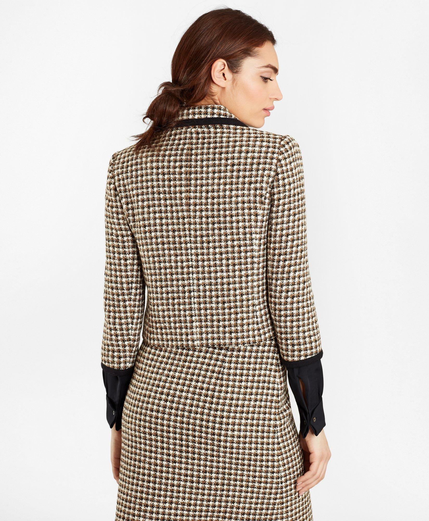 Brooks Brothers Women's Checked Tweed Cropped Jacket | Brown/Black
