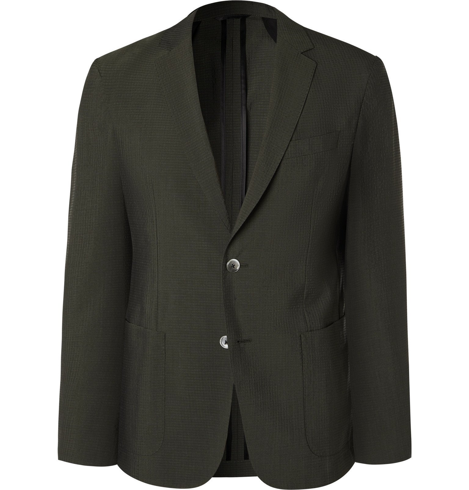 Hugo Boss SlimFit WoolBlend Seersucker Suit Jacket Green Hugo Boss