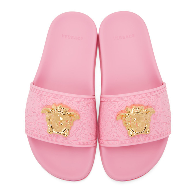 Versace Pink Palazzo Pool Sandals Versace