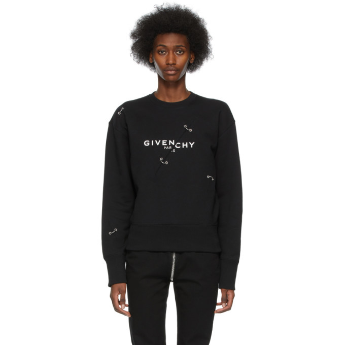 Givenchy Black Metal Detailing Logo Sweatshirt Givenchy