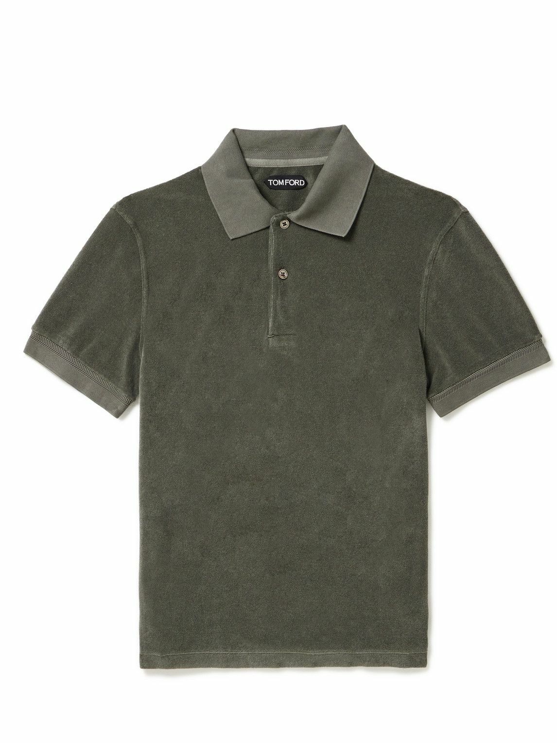 TOM FORD - Slim-Fit Cotton-Blend Terry Polo Shirt - Gray TOM FORD