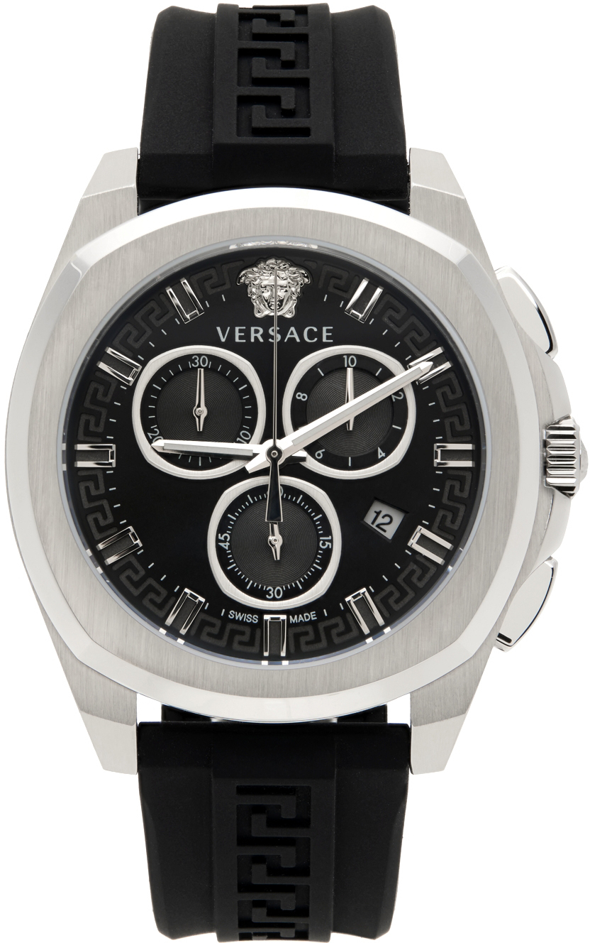 Versace Black & Silver Geo Chrono Watch Versace