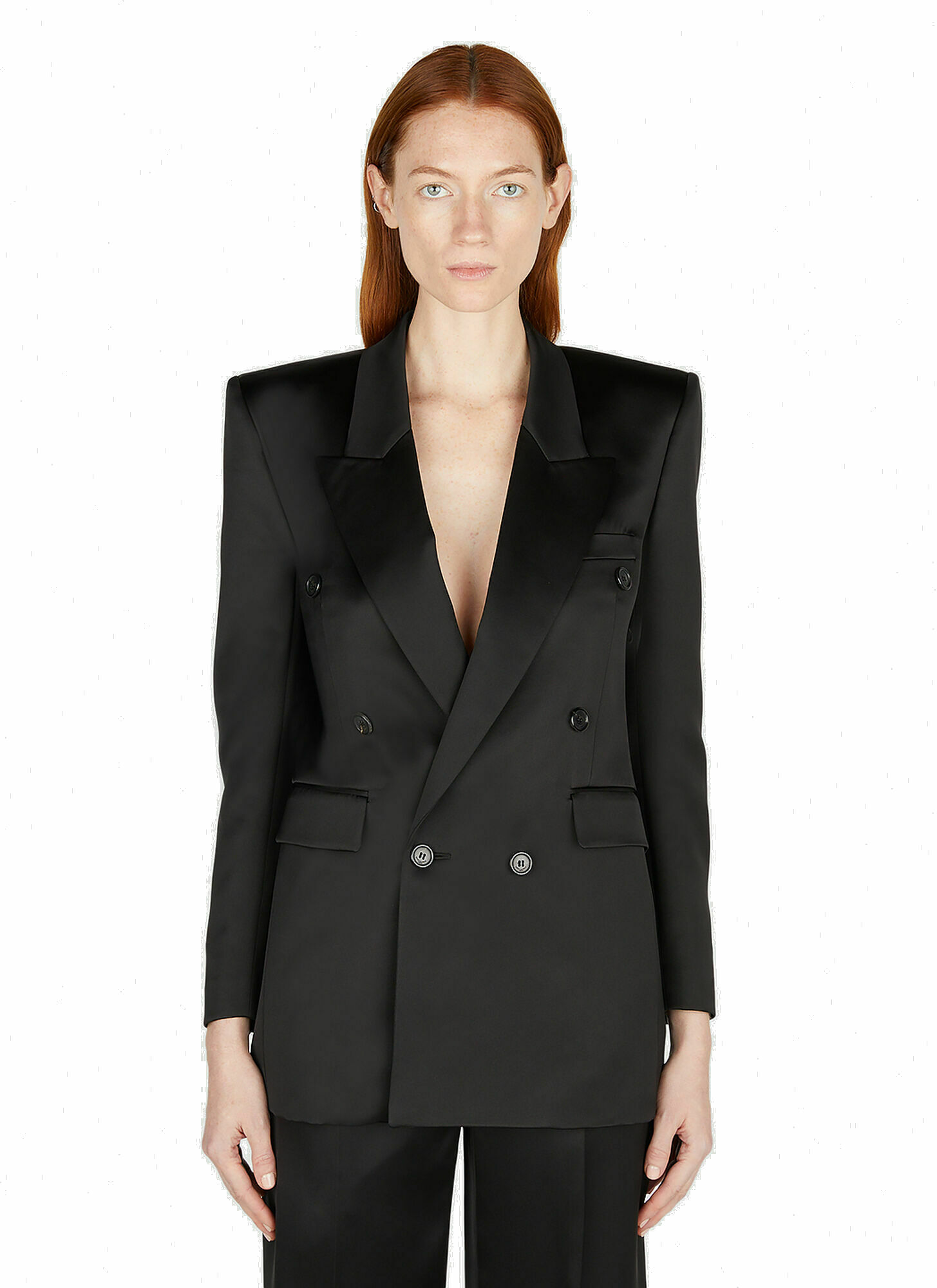 Saint Laurent - Double Breasted Silk Blazer in Black Saint Laurent