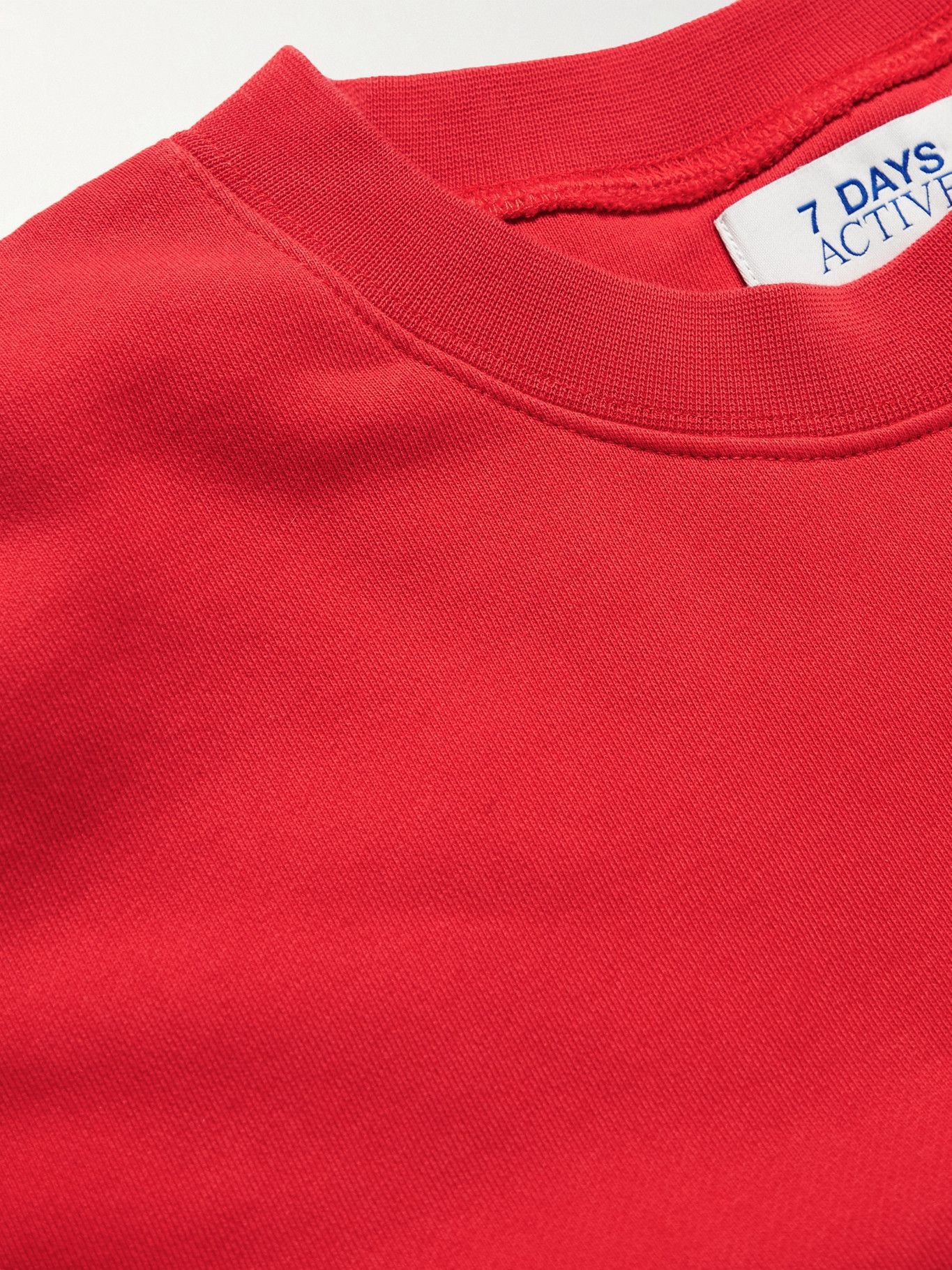 7 DAYS ACTIVE - Monday Logo-Print Organic Cotton-Jersey Sweatshirt - Red