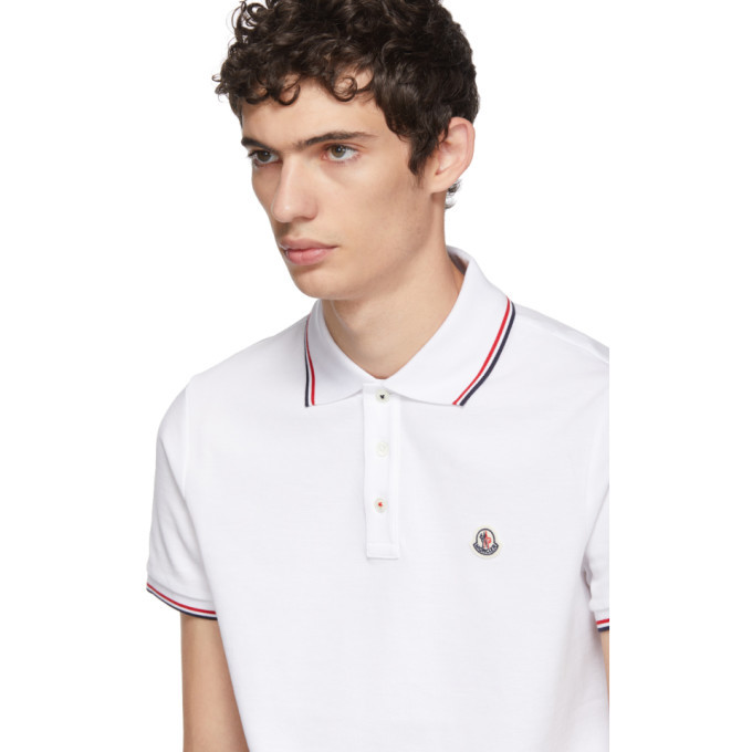 Moncler White Tricolor Logo Polo Moncler