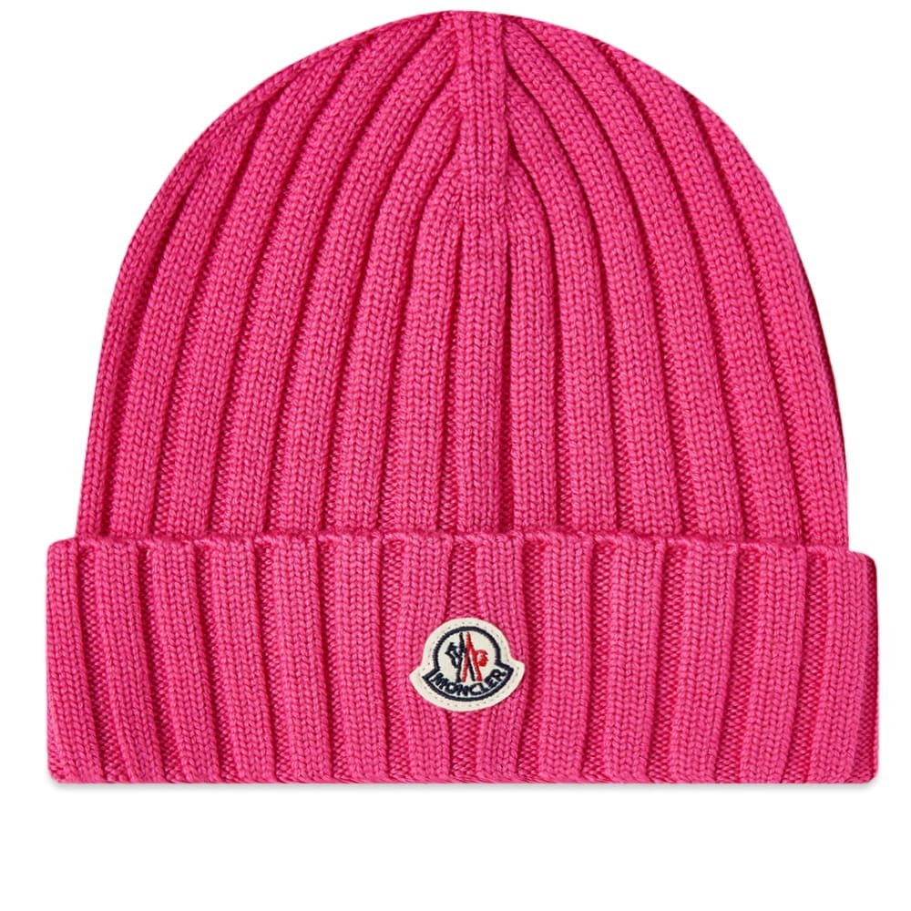 Moncler Women's Logo Beanie Hat in Pink Moncler