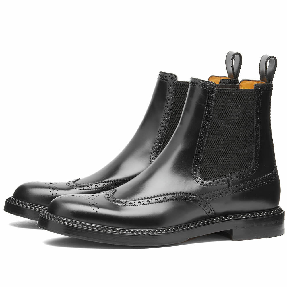Gucci Men's Henry Brogue Chelsea Boot in Black Gucci