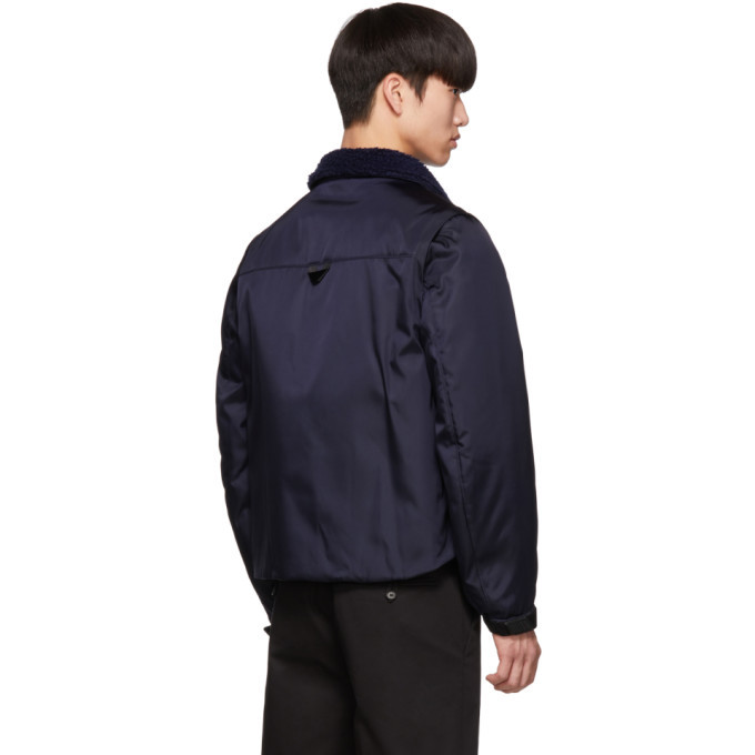 Prada Navy Gabardine Convertible Jacket Prada