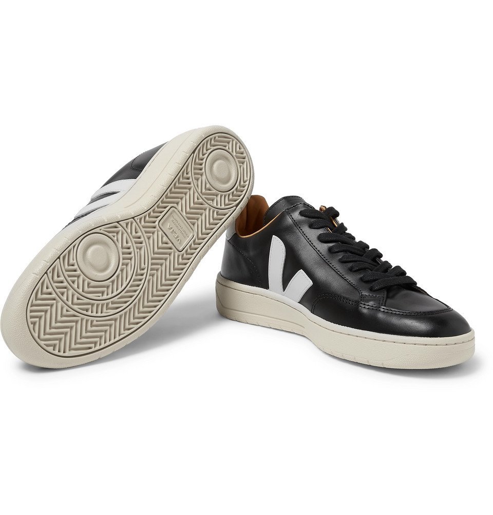 Veja - V-12 Bastille Rubber-Trimmed Leather Sneakers - Men - Black 