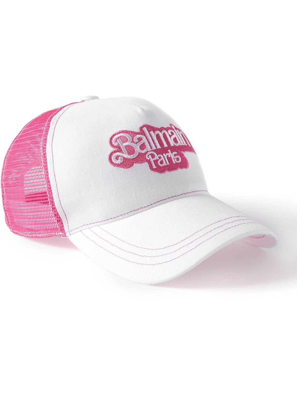 Balmain - Barbie Logo-Embroidered Cotton-Twill and Mesh Trucket Hat Balmain