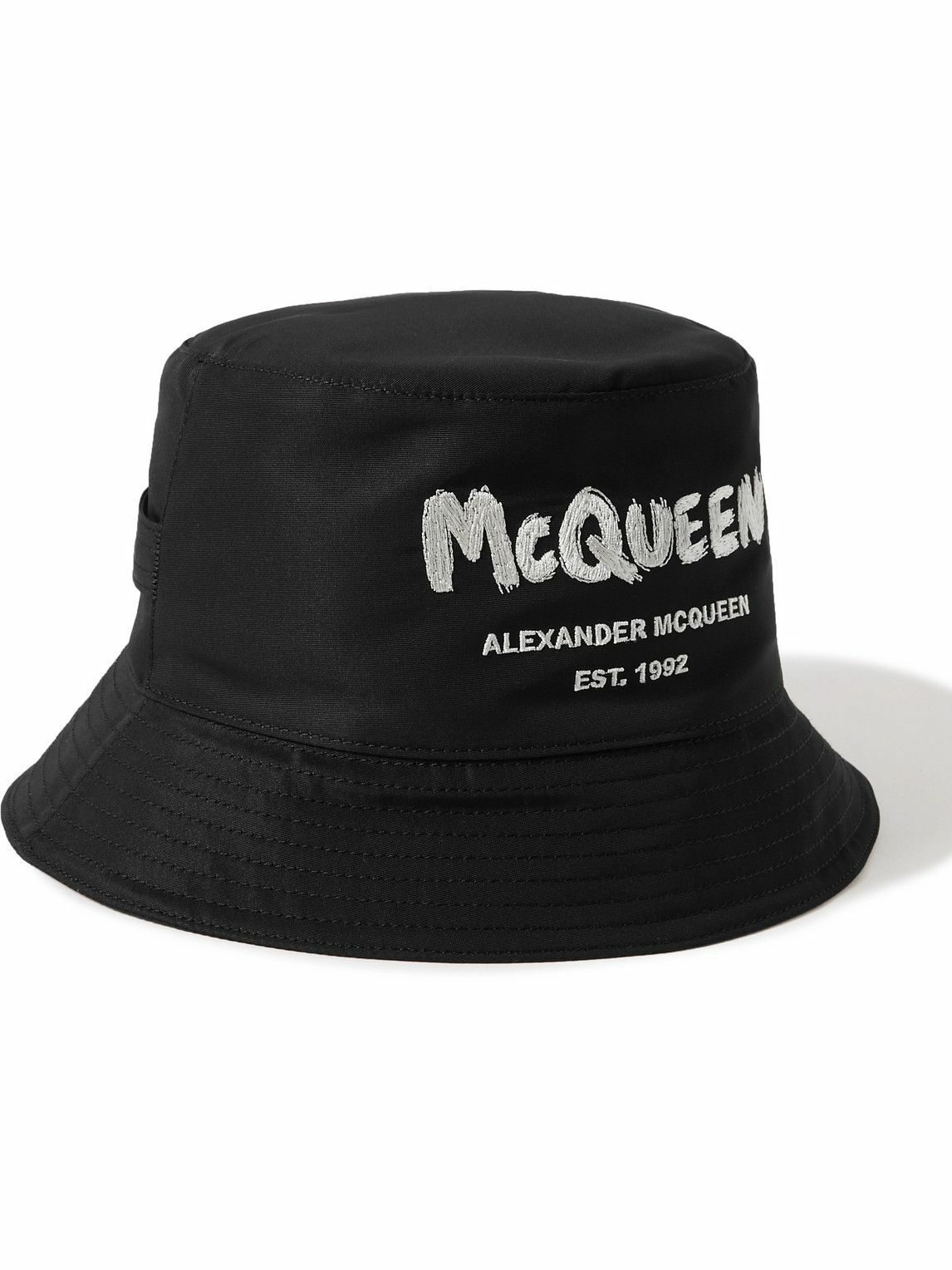 Alexander McQueen - Graffiti Logo-Embroidered Shell Bucket Hat - Black ...