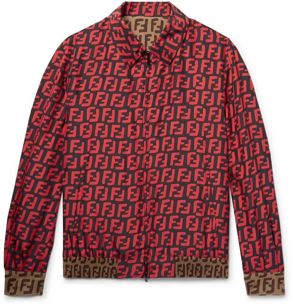 Fendi - Reversible Logo-Print Silk Blouson Jacket - Red Fendi
