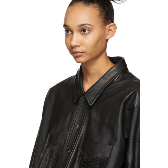 R13 Black Leather Fringe Shirt R13