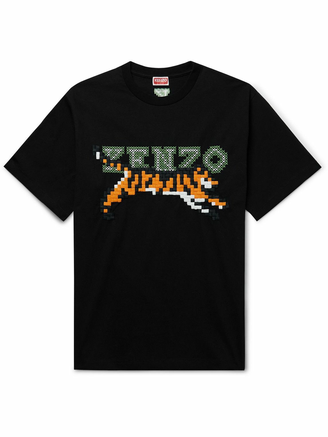 Photo: KENZO - Logo-Embroidered Cotton-Jersey T-Shirt - Black