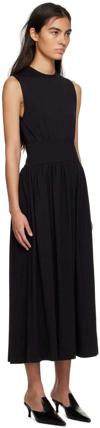 Totême Black Gathered Midi Dress Toteme