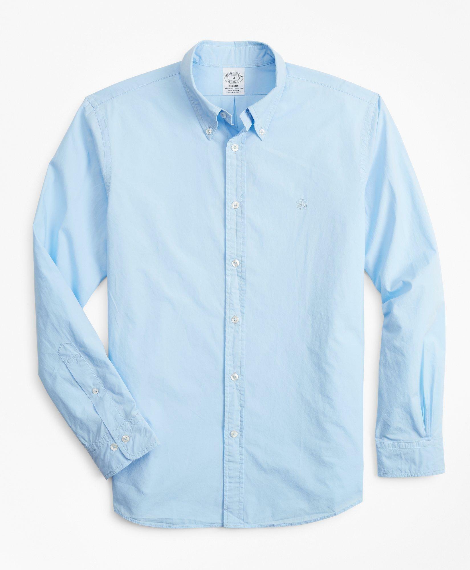 Brooks Brothers Men's Regent Regular-Fit Garment-Dyed Sport Shirt | Light Blue