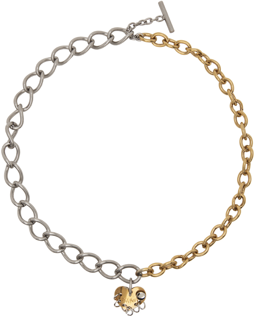 Marni Gold & Silver Heart Necklace Marni
