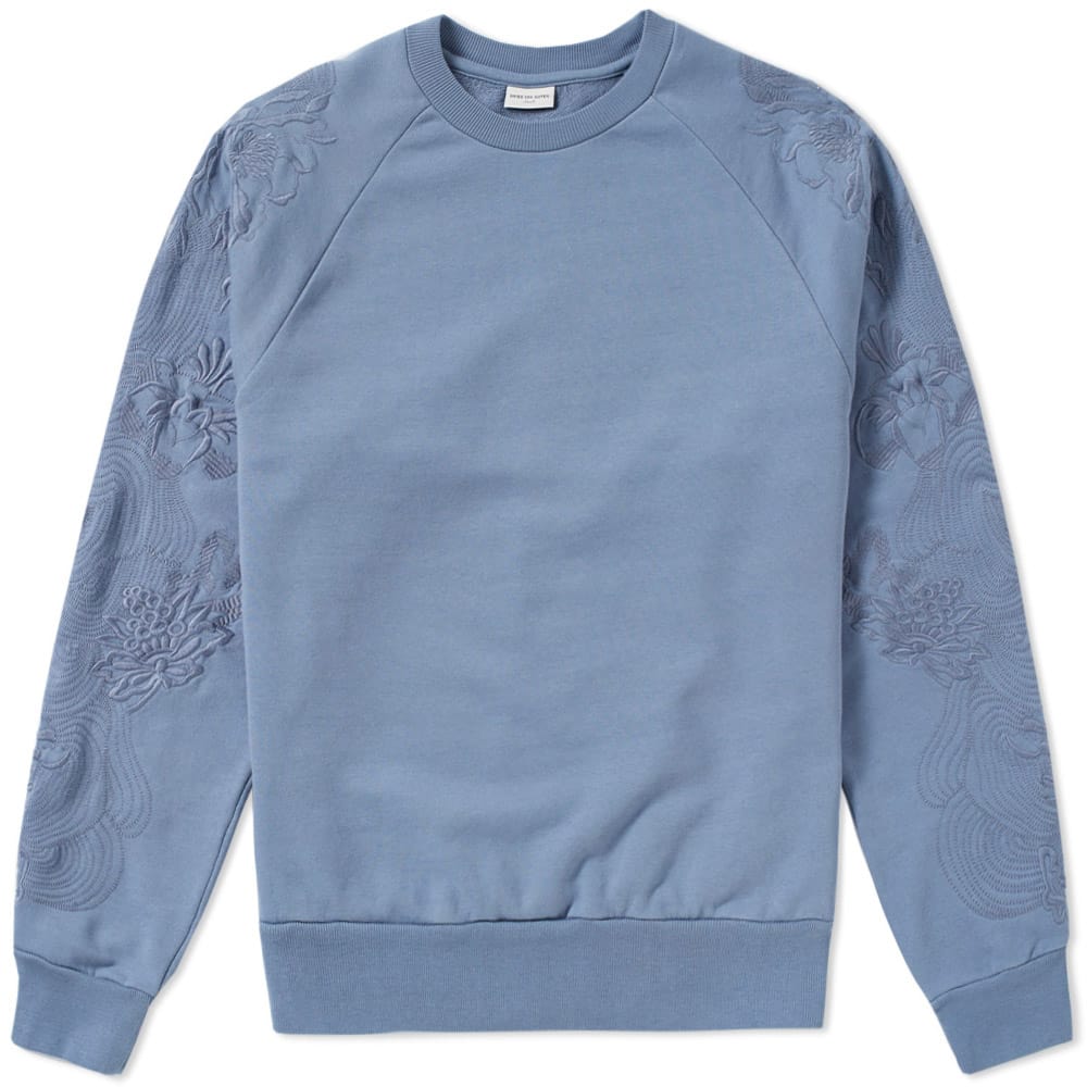 Dries Van Noten Embroidered Sleeve Sweat Blue Dries Van Noten