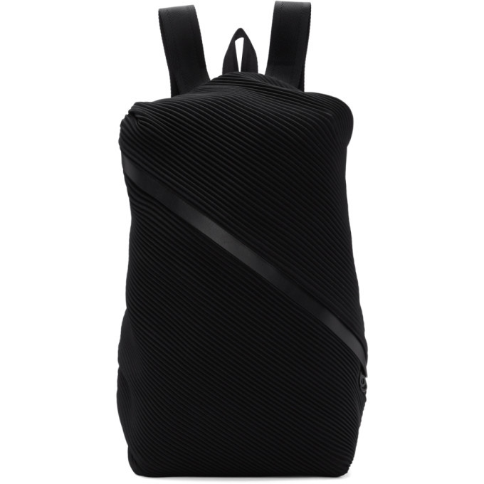 Pleats Please Issey Miyake Black Single ZipBias Pleats Backpack