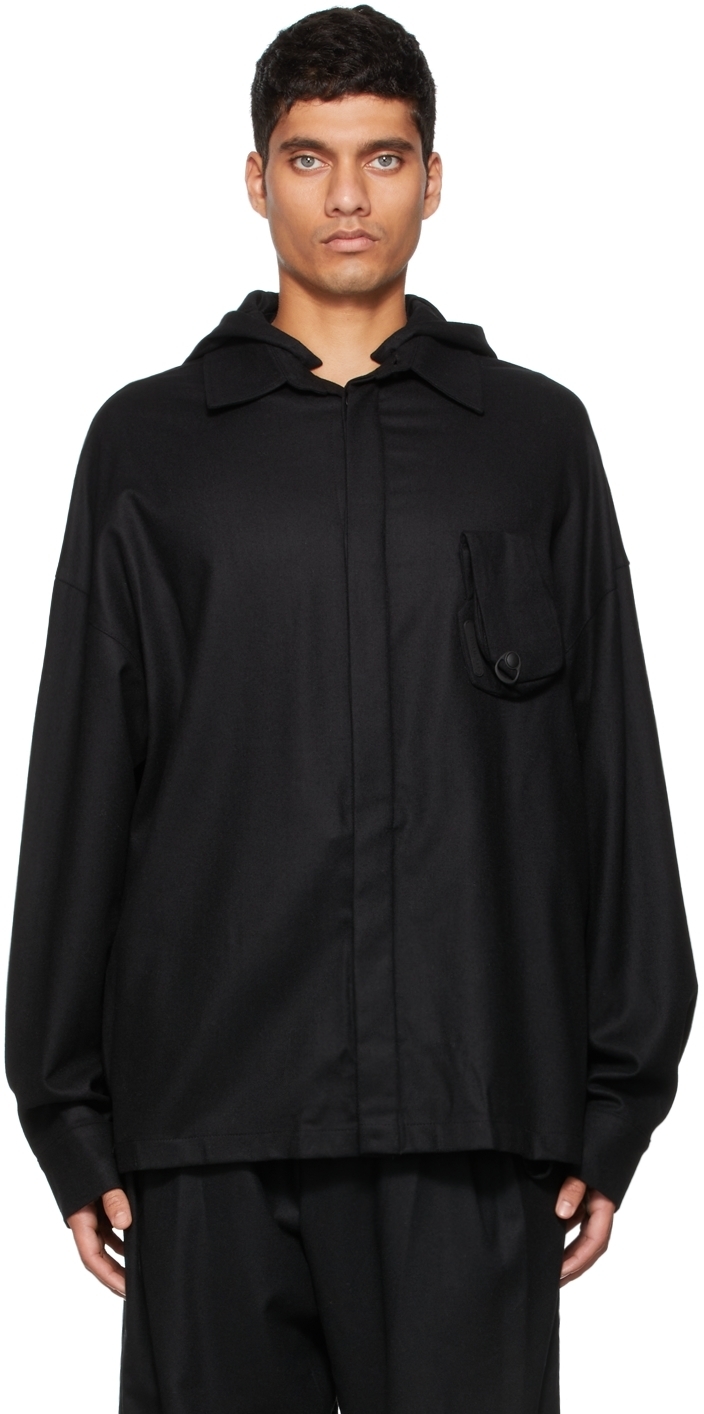 Hyein Seo Black Wool Hooded Shirt Hyein Seo