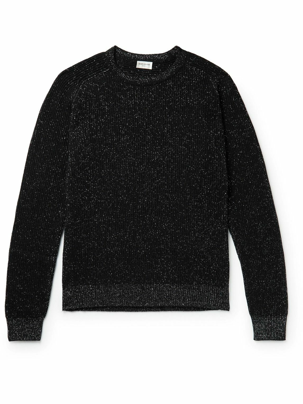 Photo: SAINT LAURENT - Metallic Wool-Blend Sweater - Black