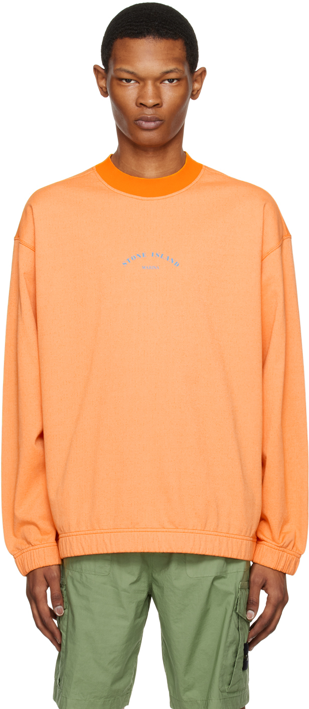 Stone Island Orange Garment-Dyed Sweatshirt Stone Island