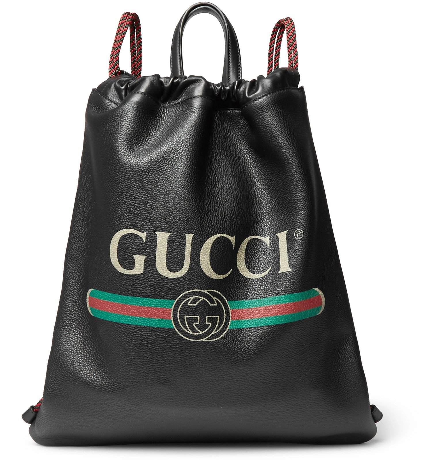 Gucci - Printed Full-Grain Leather Backpack - Black Gucci
