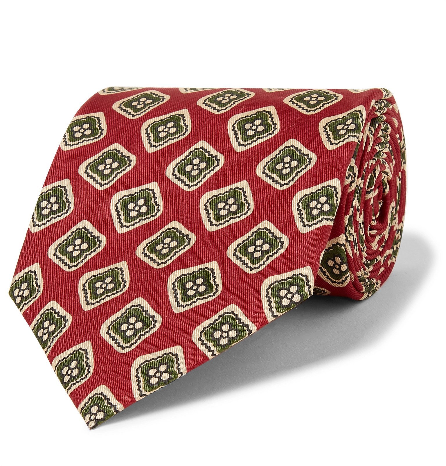 E.MARINELLA 8.5cm Printed SilkTwill Tie Red E.MARINELLA