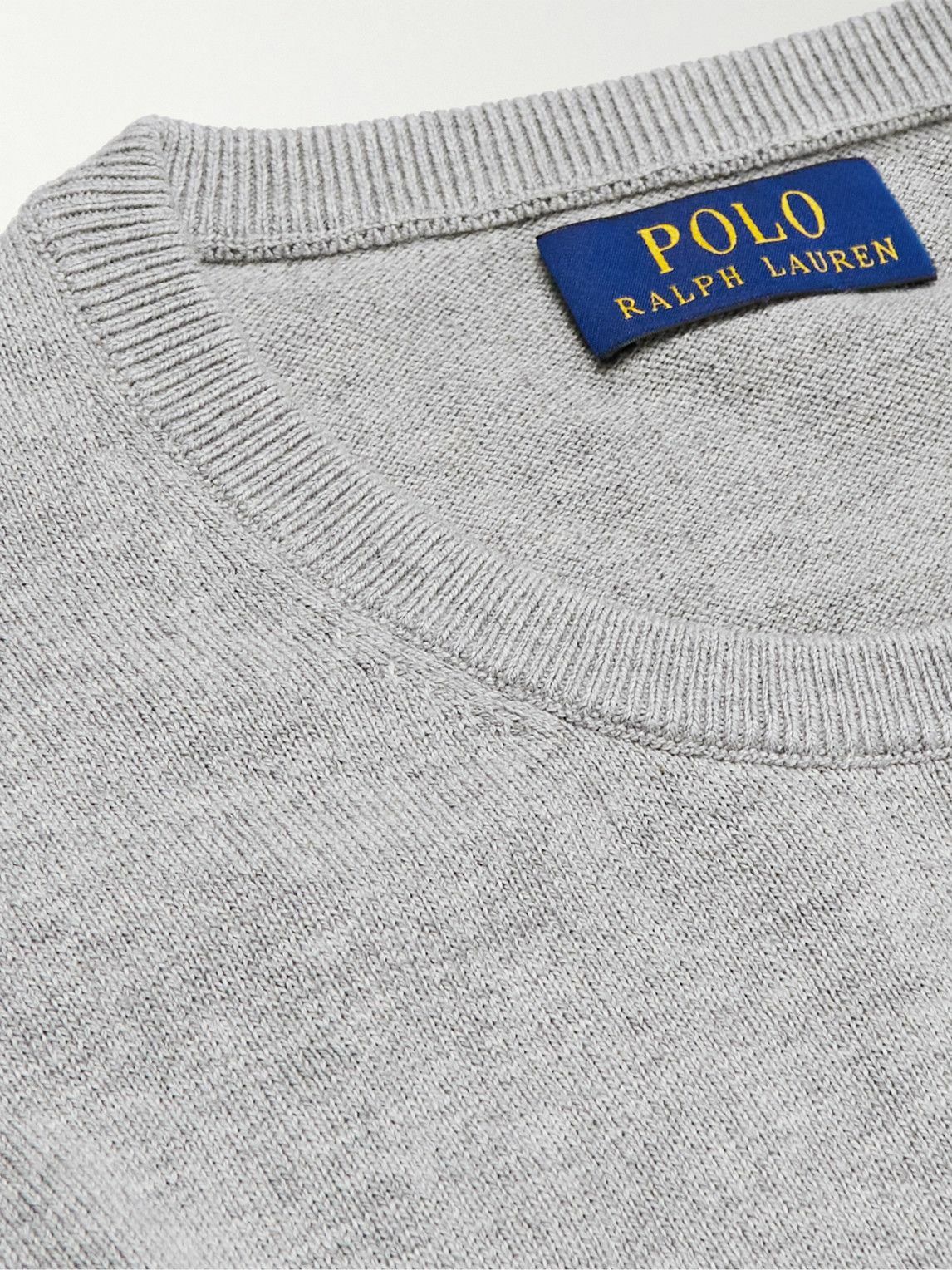 Polo Ralph Lauren - Logo-Embroidered Cotton and Cashmere-Blend Sweater - Gray
