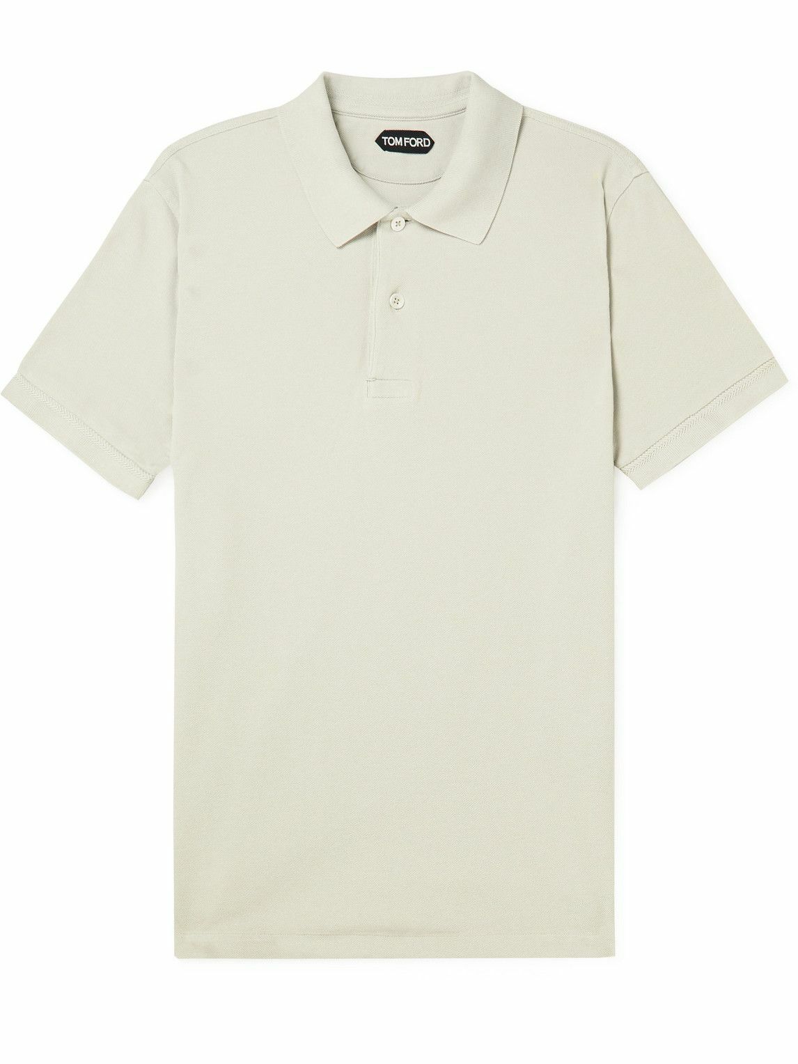 Photo: TOM FORD - Slim-Fit Garment-Dyed Cotton-Piqué Polo Shirt - Gray