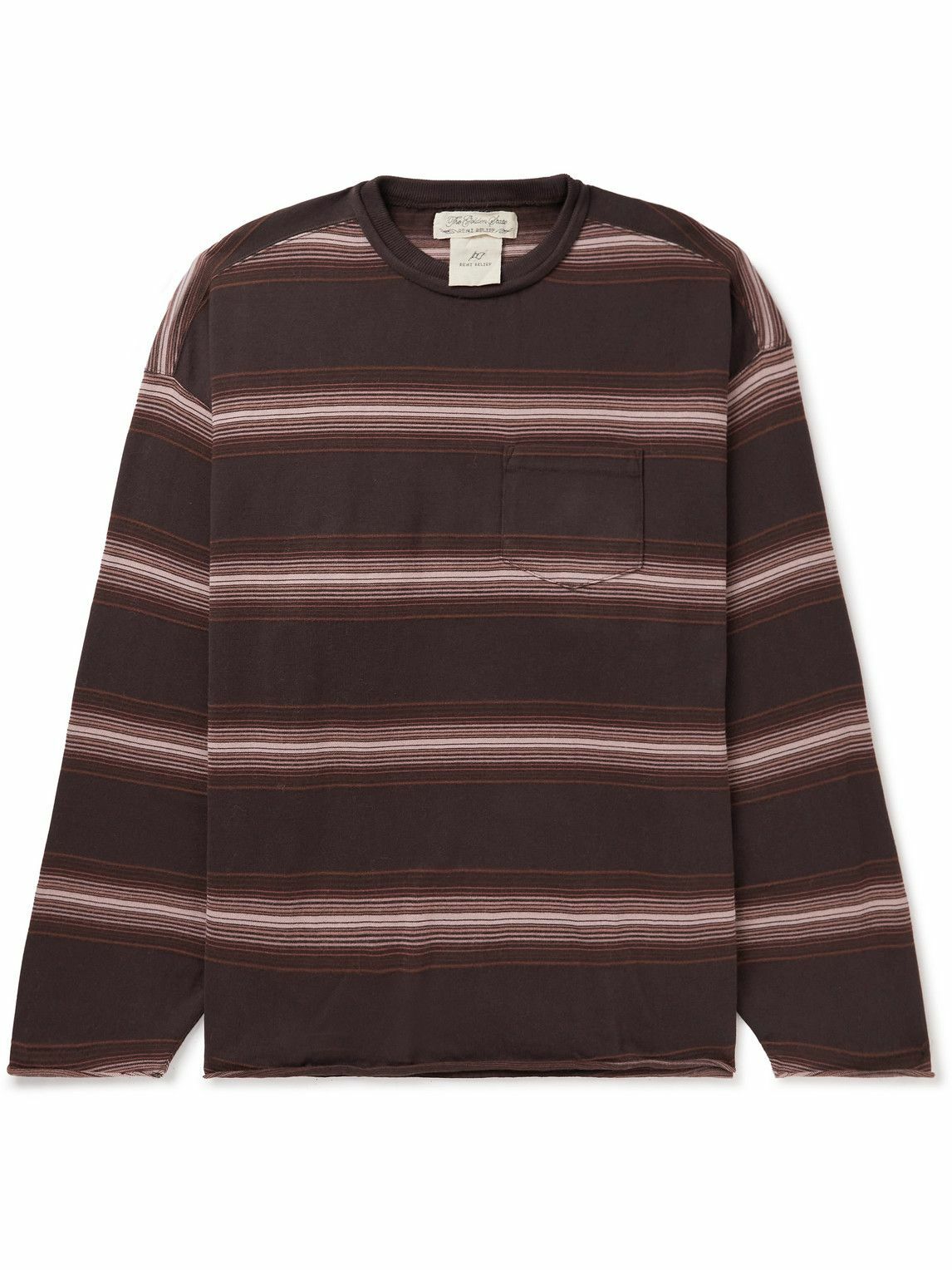 Photo: Remi Relief - Striped Cotton-Blend Jersey T-Shirt - Brown