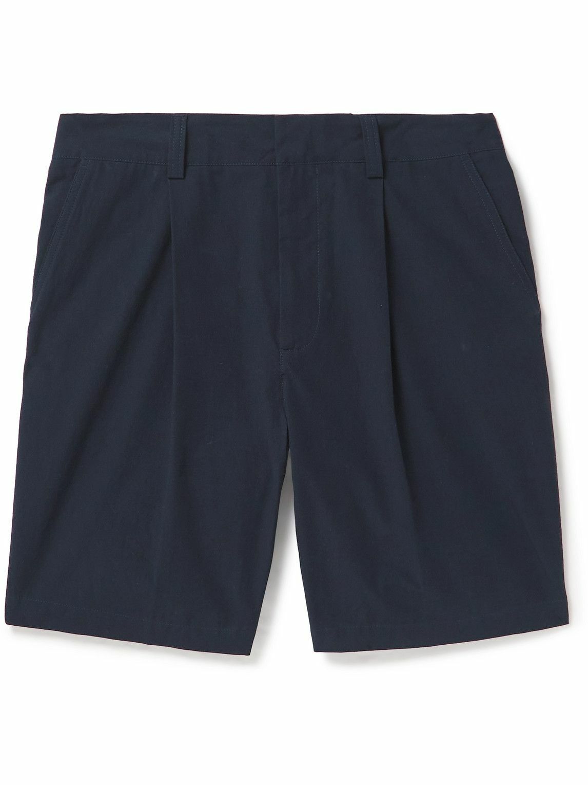 Orlebar Brown - Aston Straight-Leg Pleated Cotton Shorts - Blue Orlebar ...
