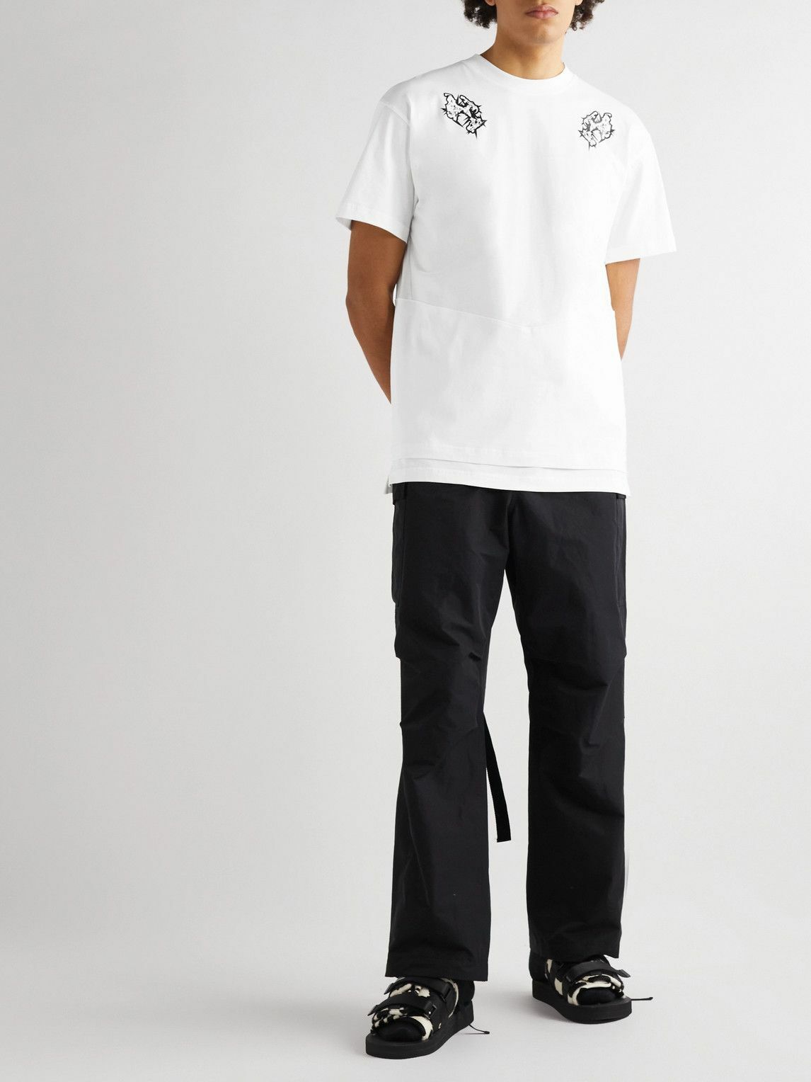 ACRONYM - Printed Layered Cotton-Jersey T-Shirt - White Acronym