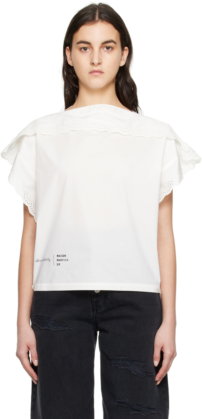 MM6 Maison Margiela Off-White Eyelet Blouse MM6 Maison Margiela