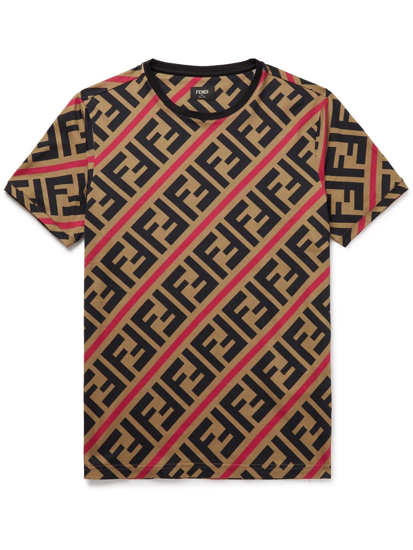 FENDI - Logo-Print Cotton-Jersey T-Shirt - Brown - M Fendi