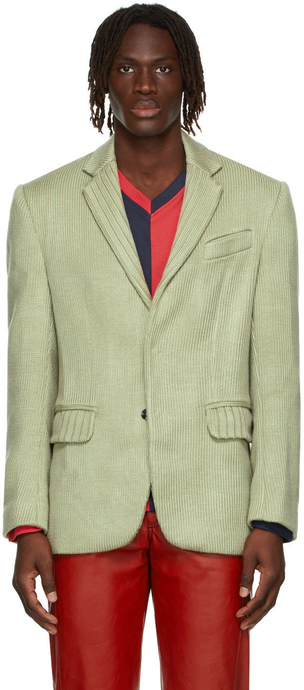 green knit blazer
