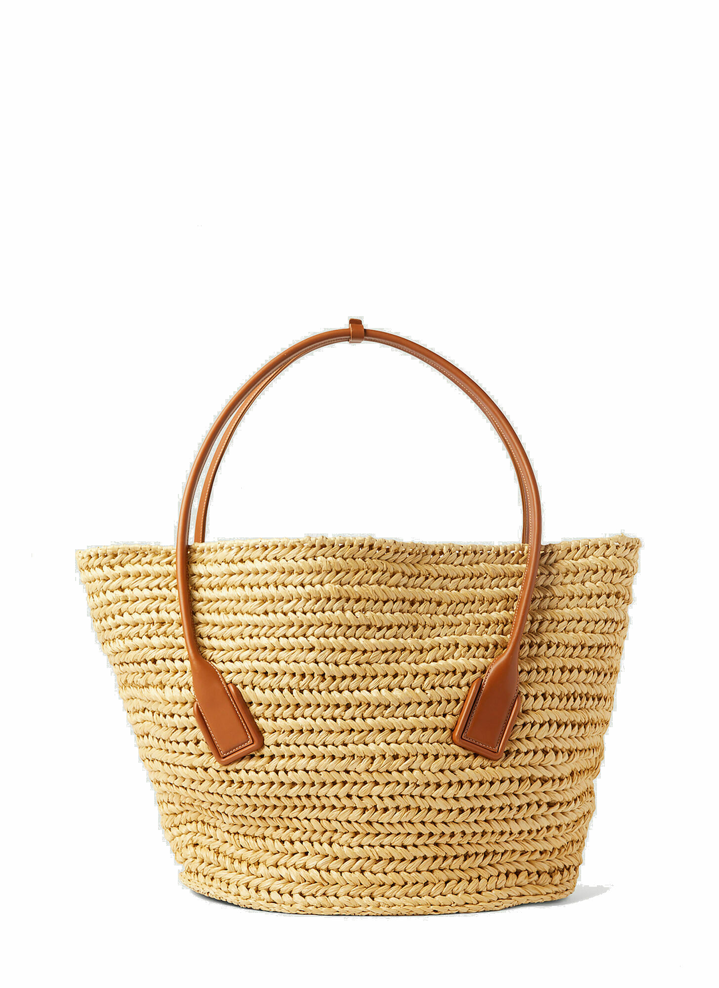 Bottega Veneta - Arco Raffia Medium Tote Bag in Cream Bottega Veneta