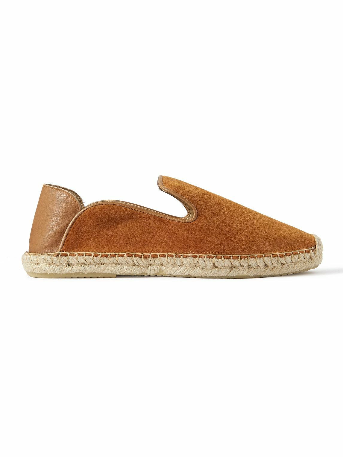 Mens Shoes Slip-on shoes Espadrille shoes and sandals Frescobol Carioca Collapsible-heel Leather-trimmed Suede Espadrilles in Brown for Men 