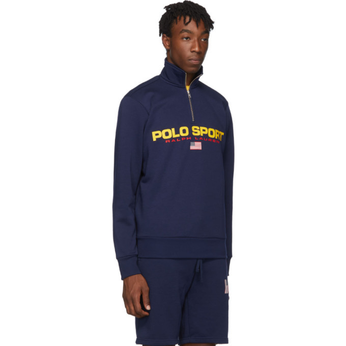 Polo Ralph Lauren Navy Fleece Polo Sport Half-Zip Sweatshirt Polo Ralph  Lauren