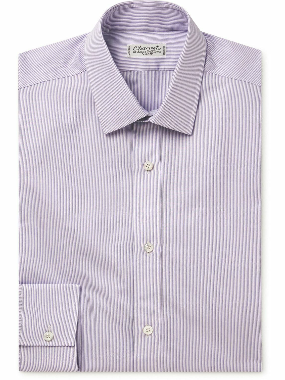 Photo: Charvet - Double Striped Cotton-Poplin Shirt - Purple
