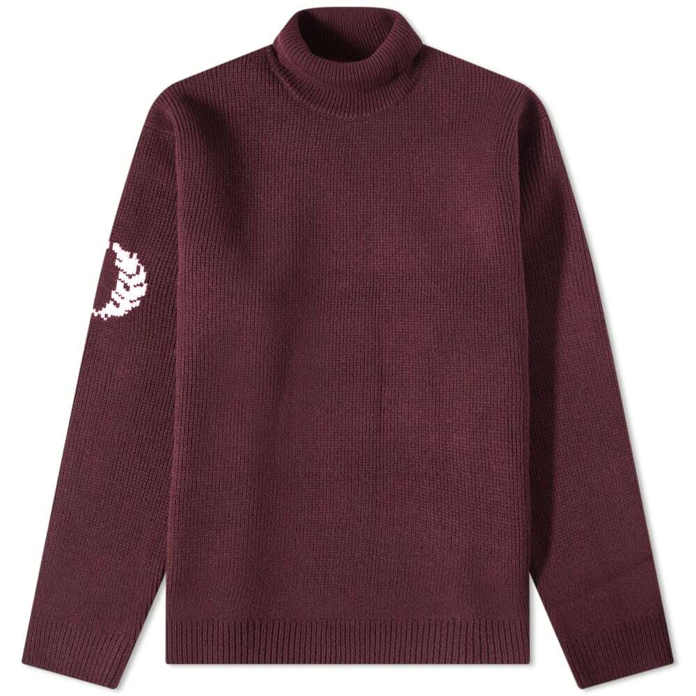 Fred Perry Authentic Men's Laurel Wreath Roll Neck Knit in Oxblood Fred ...