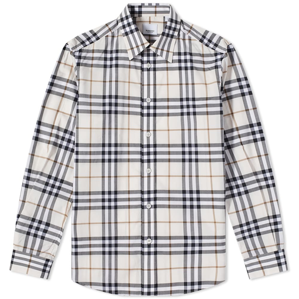 Burberry Men's Caxton Check Shirt in Parchment Check Burberry