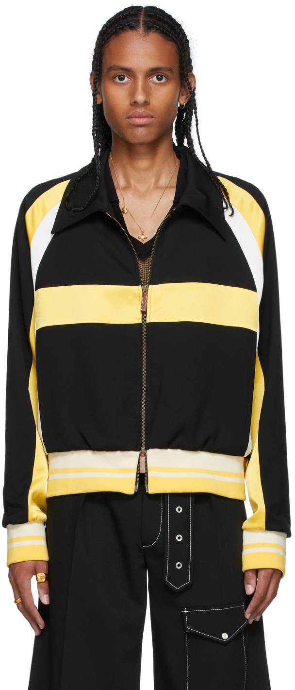 Wales Bonner Black & Yellow Wool Isaacs Jacket Wales Bonner