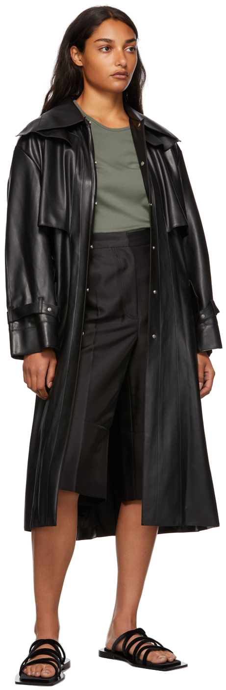 low classic leather trench coat