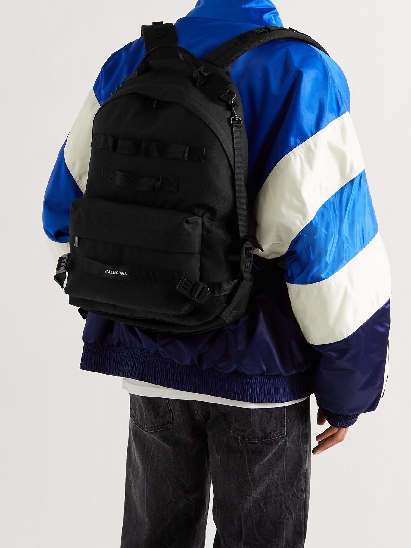 BALENCIAGA - Webbing-Trimmed Canvas Backpack - Black Balenciaga