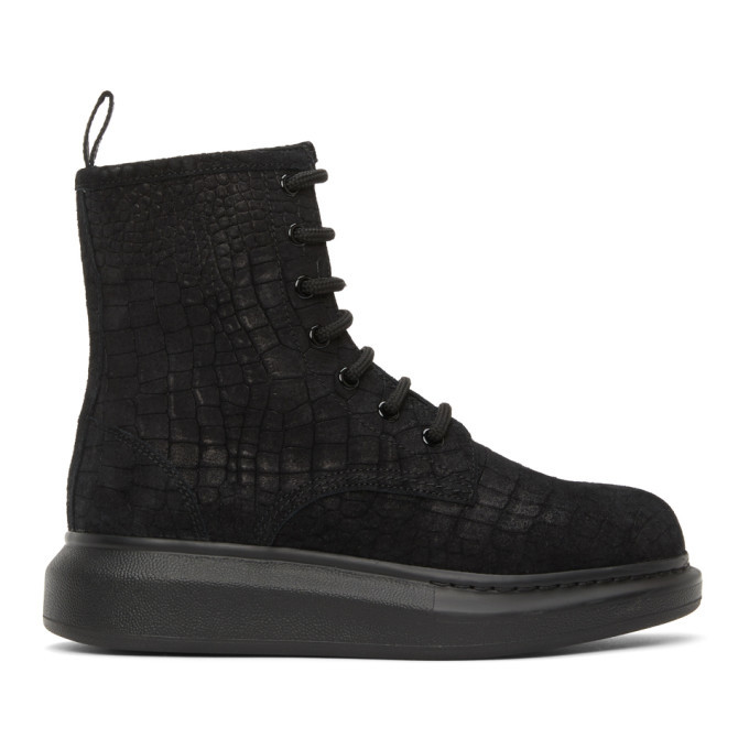 Alexander McQueen Black Suede Croc 